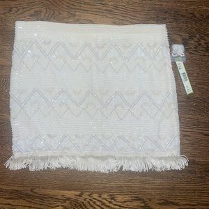 Alice and Olivia white and silver beaded skirt